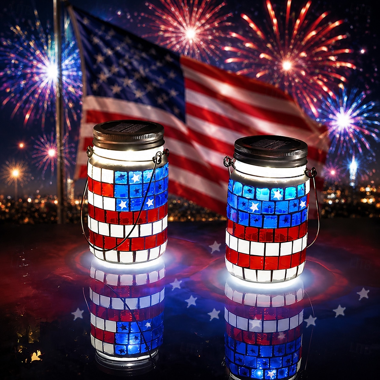 Luci a mosaico impermeabili a forma di bandiera americana in due pezzi per il 250° anniversario dell'indipendenza degli Stati Uniti (4 luglio), perfette per esterni, patio, giardino, terrazza, scalini del 2026 a $39.99 –P3