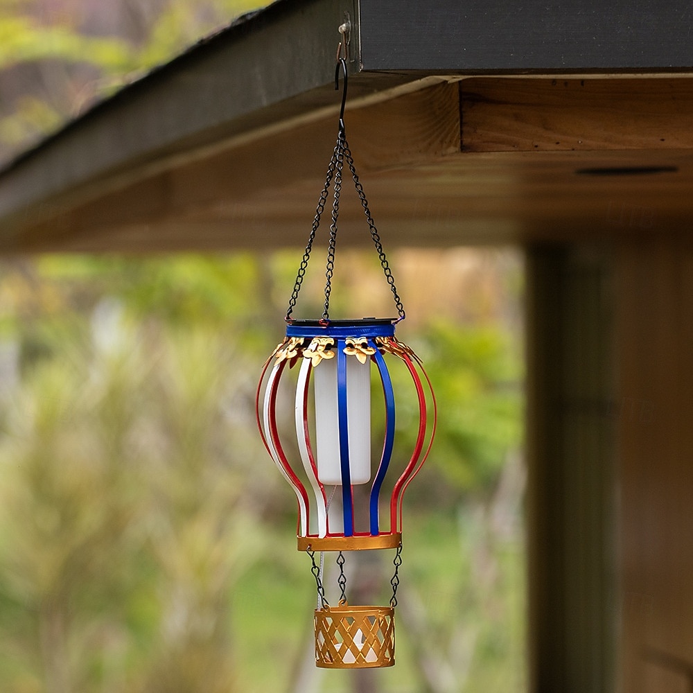 Outdoor Solar Hanging Lantern, Waterproof Metal Hot Air Balloon Decor with Flickering Flame LED, Patio Garden Porch Tree Balcony Fence Party Wedding Ambient Lighting 2026 - $23.99 –P18