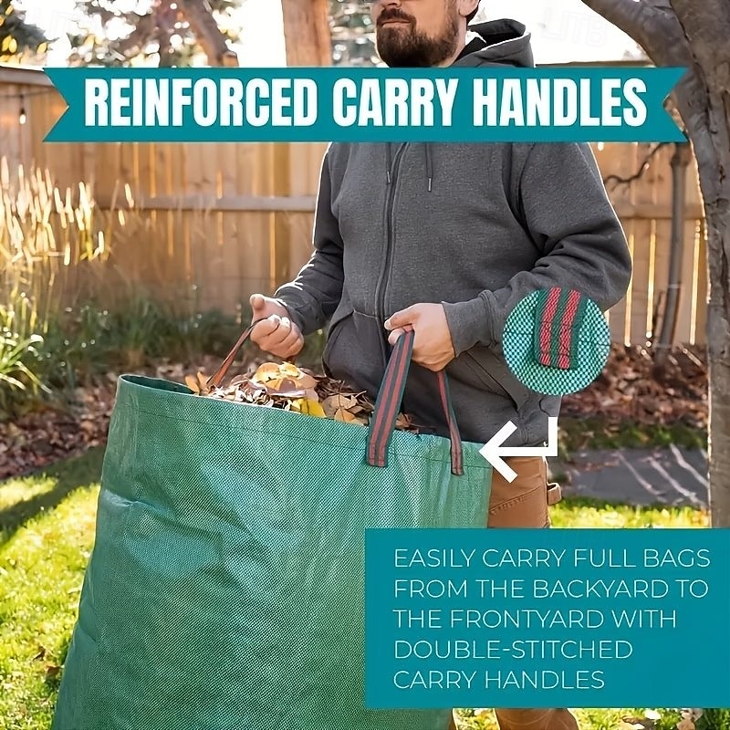 Reusable Garden Waste Bag with Handles - Durable PP Material for Yard Prunings, Leaves, and Plants - Green with Red Stitching, Perfect for Garden Maintenance and Landscaping, Reusable Garden Waste Bag 2026 - $15.49 –P6