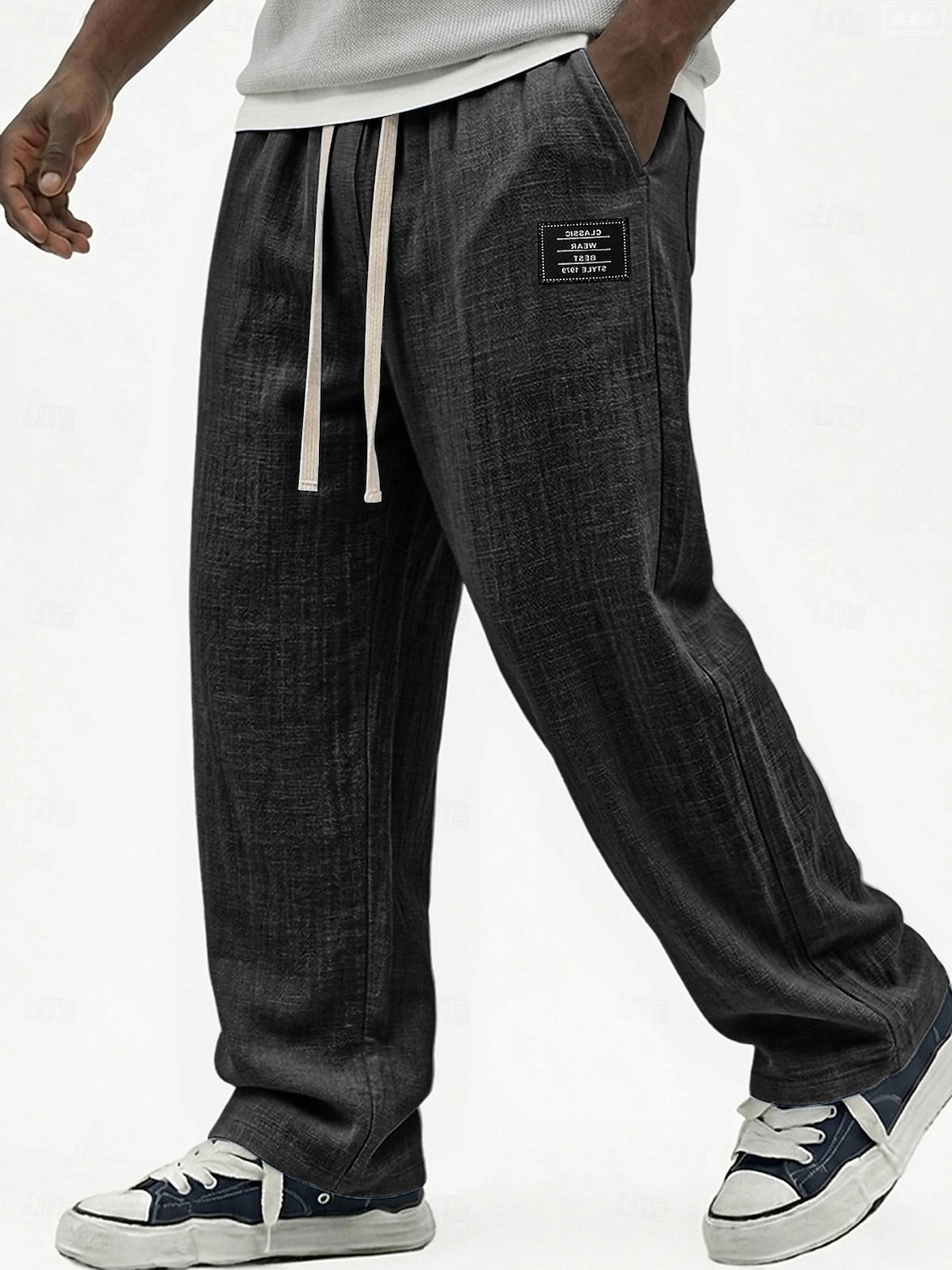 Hombre Pantalones de lino Pantalones Pantalones de verano Pantalones anchos Correa Cintura elástica Pierna recta Plano Ligero Cómodo Longitud total Casual Diario Exterior Moda Ropa de calle Azul 2026 - $27.99 –P9