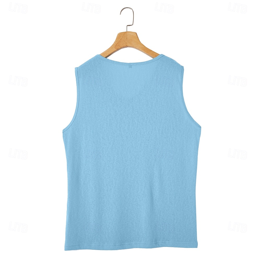 Herren Tanktop aus Leinen Ärmelloses Shirt Unterhemd Ärmellos V Ausschnitt Sommer Einfach Mode Basic Böhmische Schlank Weich Strand Urlaub Alltagstauglich Schwarz Weiß Blau Top T-Shirt für Herren 2026 - $13.99 –P9