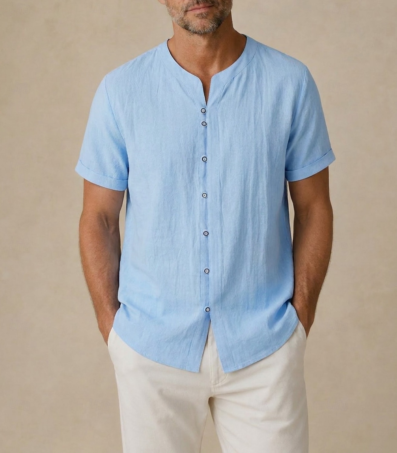 Men's Summer Linen Shirt - Soft Breathable Short Sleeve - Blue 2026 - $37.99 –P8
