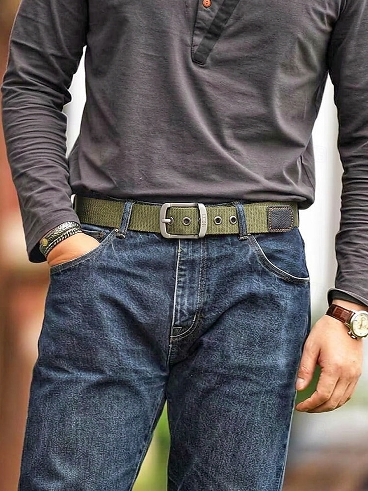 Stevige, verstelbare herenriem van polyester met gesp, duurzame riem in meerdere kleuren, ideaal voor strandvakantie of dagelijks gebruik. &outdoor sportkleding 2026 - $14.99 –P1