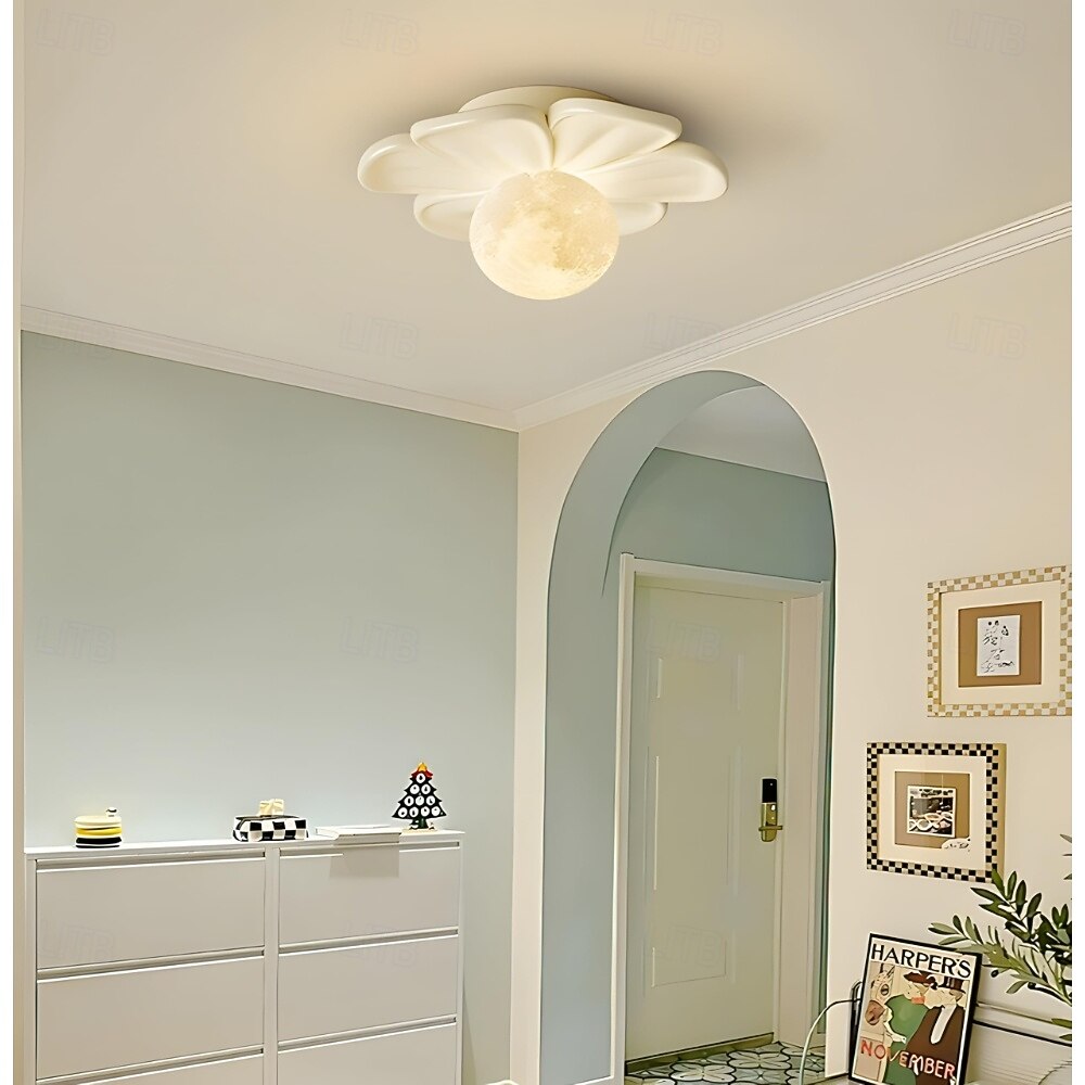 Lampă de tavan semi-încastrată, corp de iluminat modern pentru hol, cu floare verde din rășină, bec inclus, lumini 3D cu lună pentru insulă de bucătărie, dormitor, living, verandă, coridor 2026 - $90.99 –P8