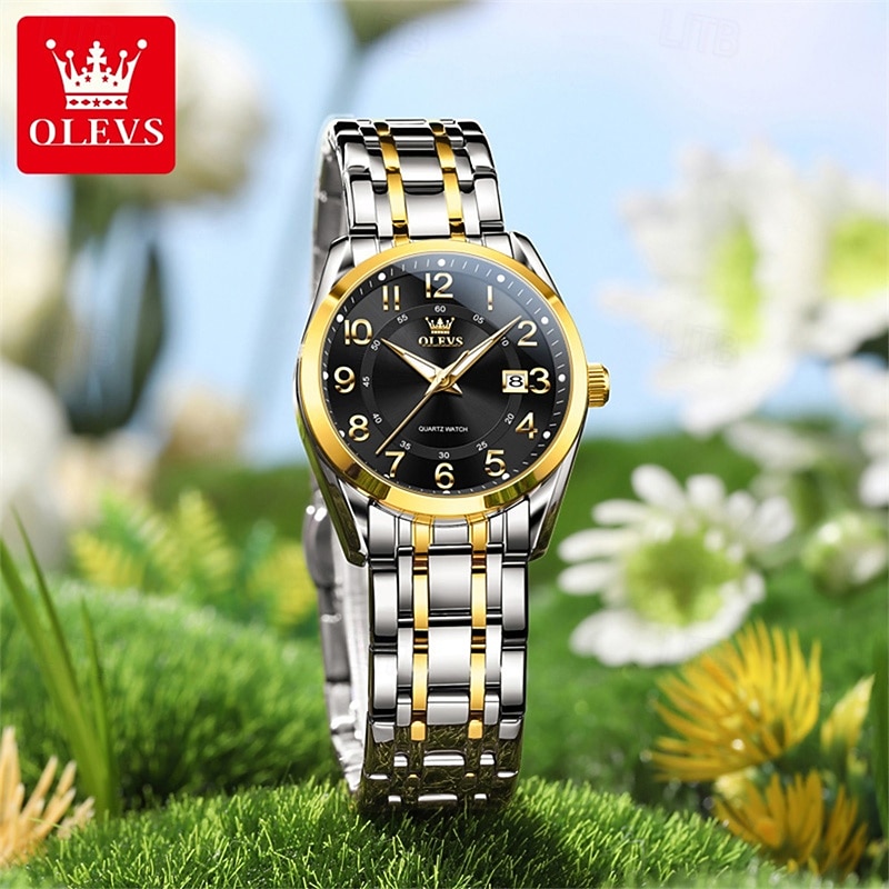 OLEVS Women's Watch Silver Stainless Steel Bracelet Black Dial Arabic Numerals Analog Quartz Watch with Date Display Waterproof Fashion Ladies Dress Watch for Women 2026 - $38.99 –P8
