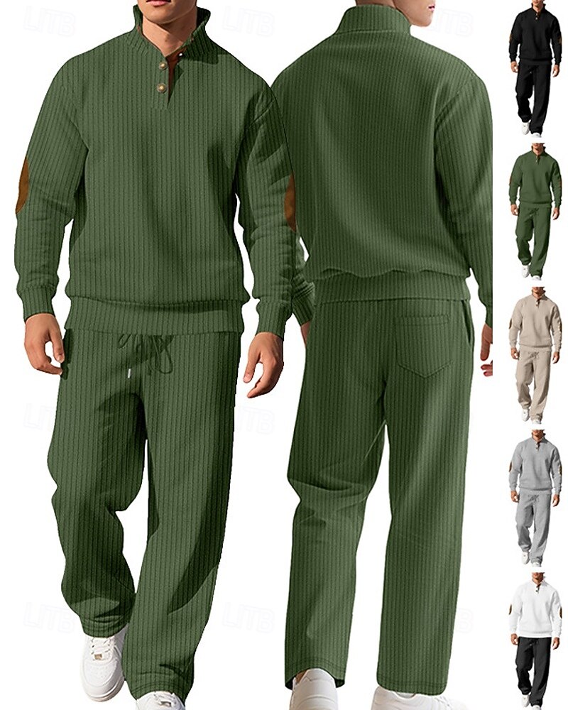 Men's Tracksuit Jogging Suit Workout Suits Drawstring with Pocket Solid Colored Athletic Clothing Set Fall Black White Outdoor Travel Sports Windproof Warm Breathable Long Sleeve Sport Activewear 2026 - $51.99 –P1