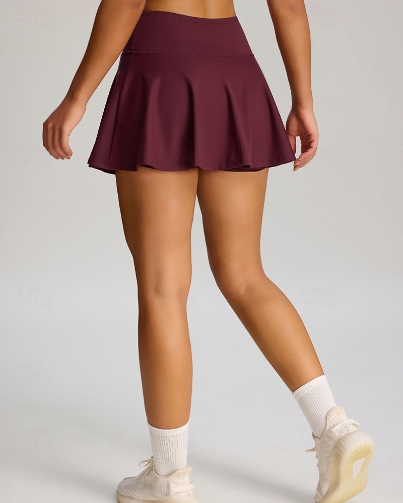 Women's Solid Colored Casual Skirt Tennis Skirts with Shorts Sport Skirt Pocket High Waist Quick Dry Elastic Sweat-Wicking Breathable Tennis Golf Running Skirt Black Red Navy Blue Tennis Clothing 2026 - $22.99 –P7