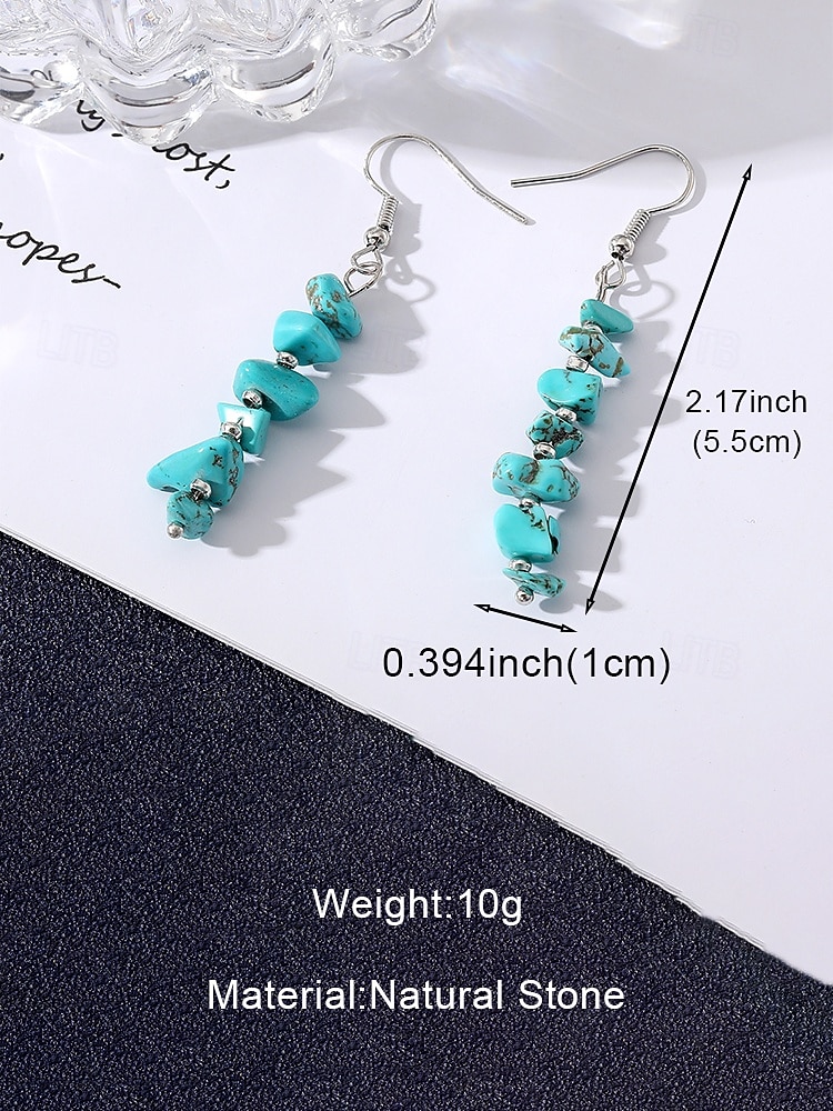 Women's Bohemian Natural Stone Dangle Earrings, Multi Color Elegant Beaded Drop Jewelry for Music Festival, Beach Vacation, Daily Casual Wear 2026 - $11.99 –P9