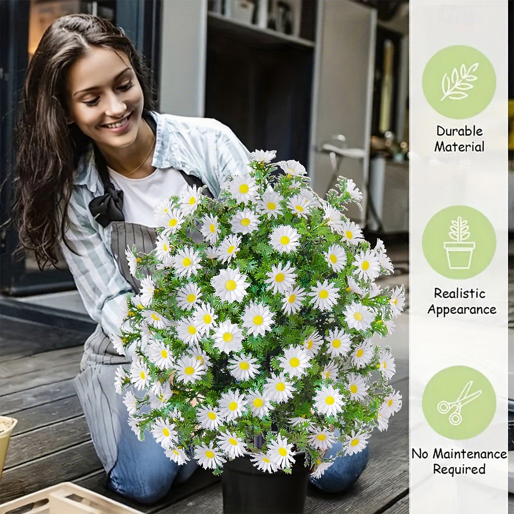 Estaca de crisântemo artificial branco de 56 cm (22 polegadas), topiaria de margarida artificial para casa, jardim e quintal. &decoração de jardim, casamento &Flores artificiais duráveis para festas, de 2026 por $39.99 –P15