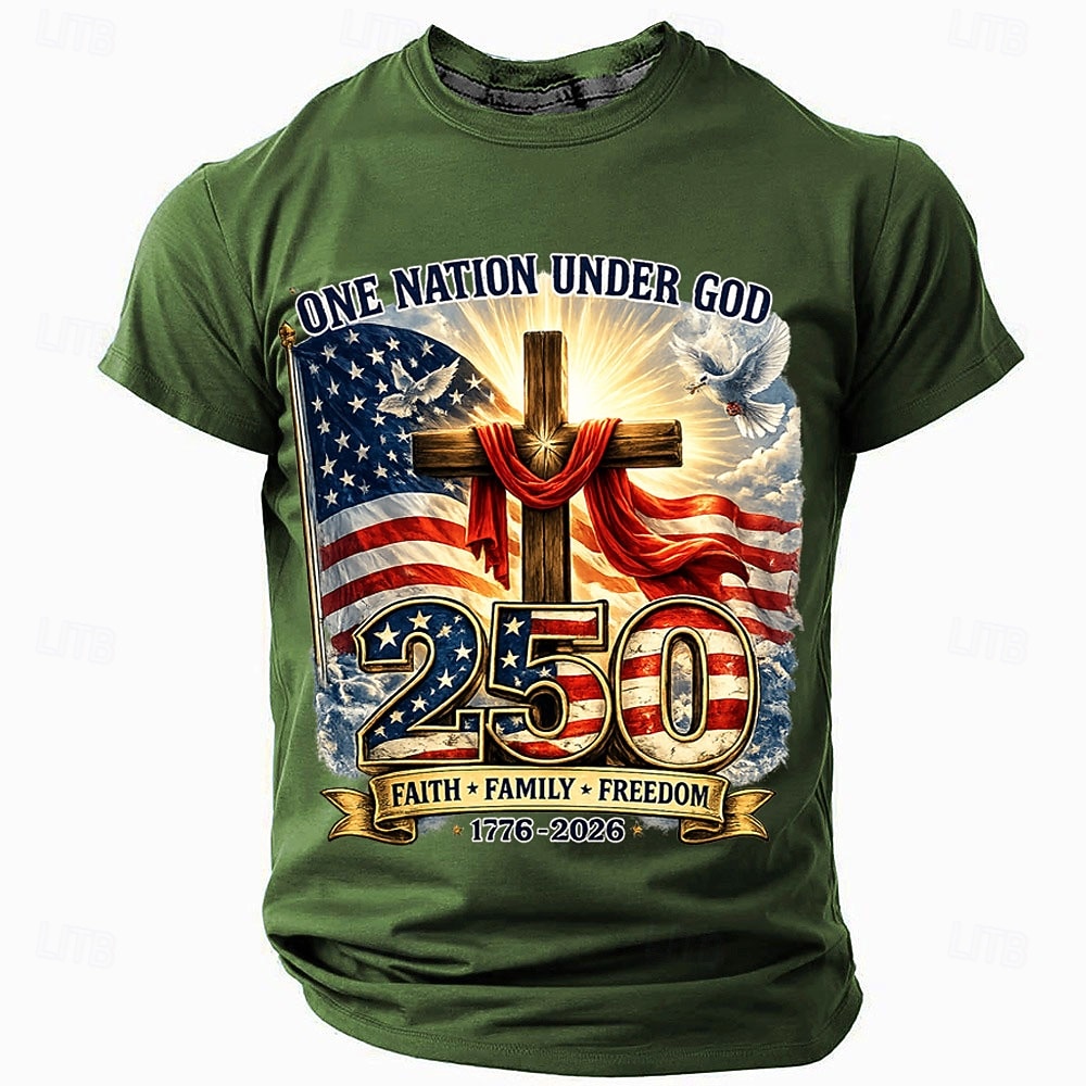 Men's 250th Anniversary Patriotic American Flag 1776 2026 Graphic T Shirt Short Sleeve Crew Neck Summer Street Top 2026 - $18.99 –P3