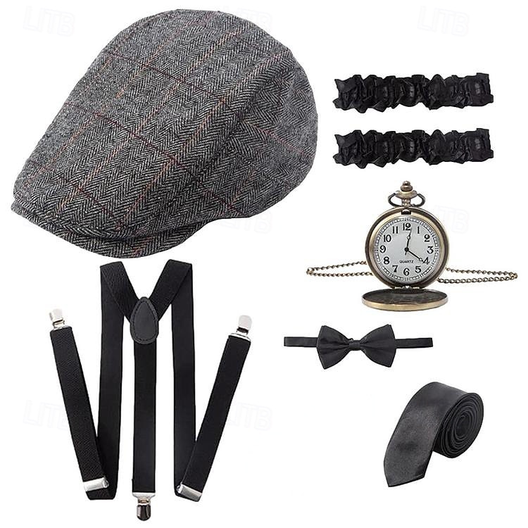 Řvoucí 20s 20. léta 20. století Retro Sada příslušenství Baret Velký Gatsby Gentleman Gangster Maškarní kostým Pánské Karneval Valentýna Párty večerní šaty Plesová maškaráda Koktejlový večírek Dospělí 2026 - $34.99 –P2