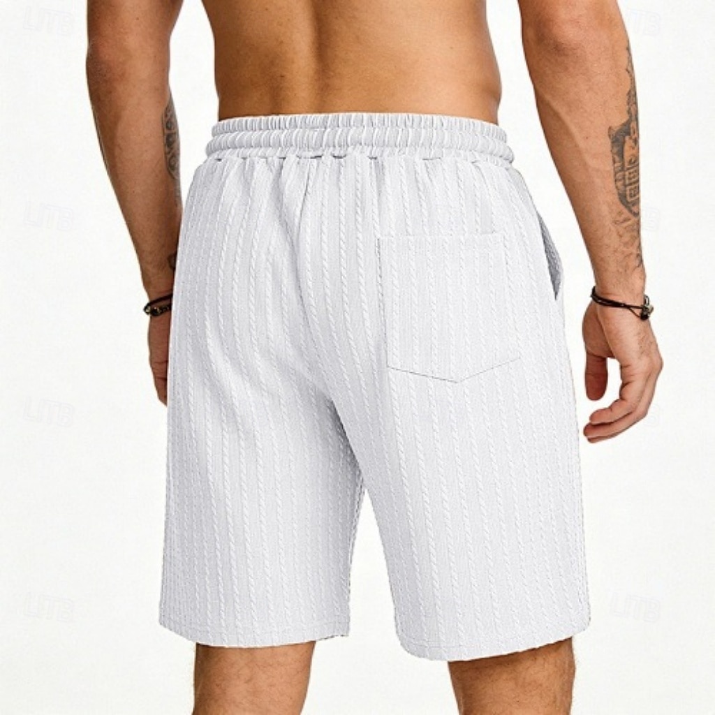 Men's Shorts Summer Shorts Beach Shorts Casual Shorts Jacquard Pocket Elastic Waist Plain Comfort Breathable Knee Length Outdoor Beach Vacation Vacation Fashion Khaki Black Micro-elastic 2026 - $21.99 –P5