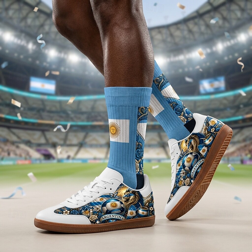 Men's Blue Lion Soccer Print Low Top Sneakers Lace-Up Casual Football Fan Shoes Lightweight Gum Sole Fashion Trainers for Men Matches Fan Parties Sports Events and Daily Wear 2026 - $54.99 –P2