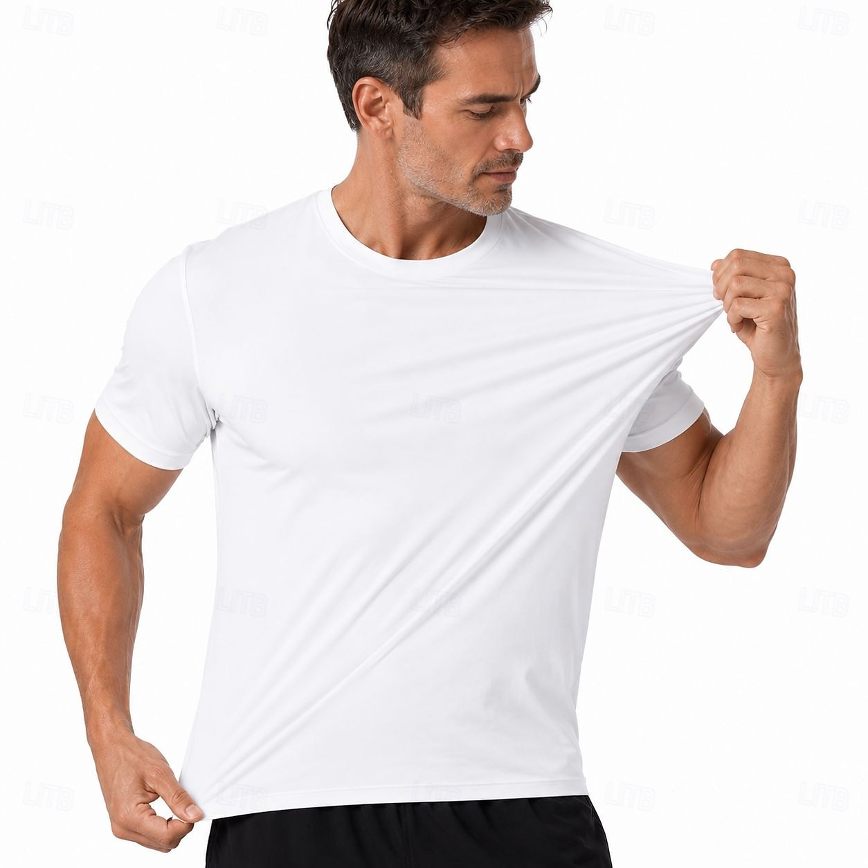 Men's T Shirt Tee Top Short Sleeve Crew Neck Summer Spring Plain Casual Athletic Quick Dry Slim Casual Daily Sports Light Blue Black White Top Tee for Men 2026 - $20.99 –P3