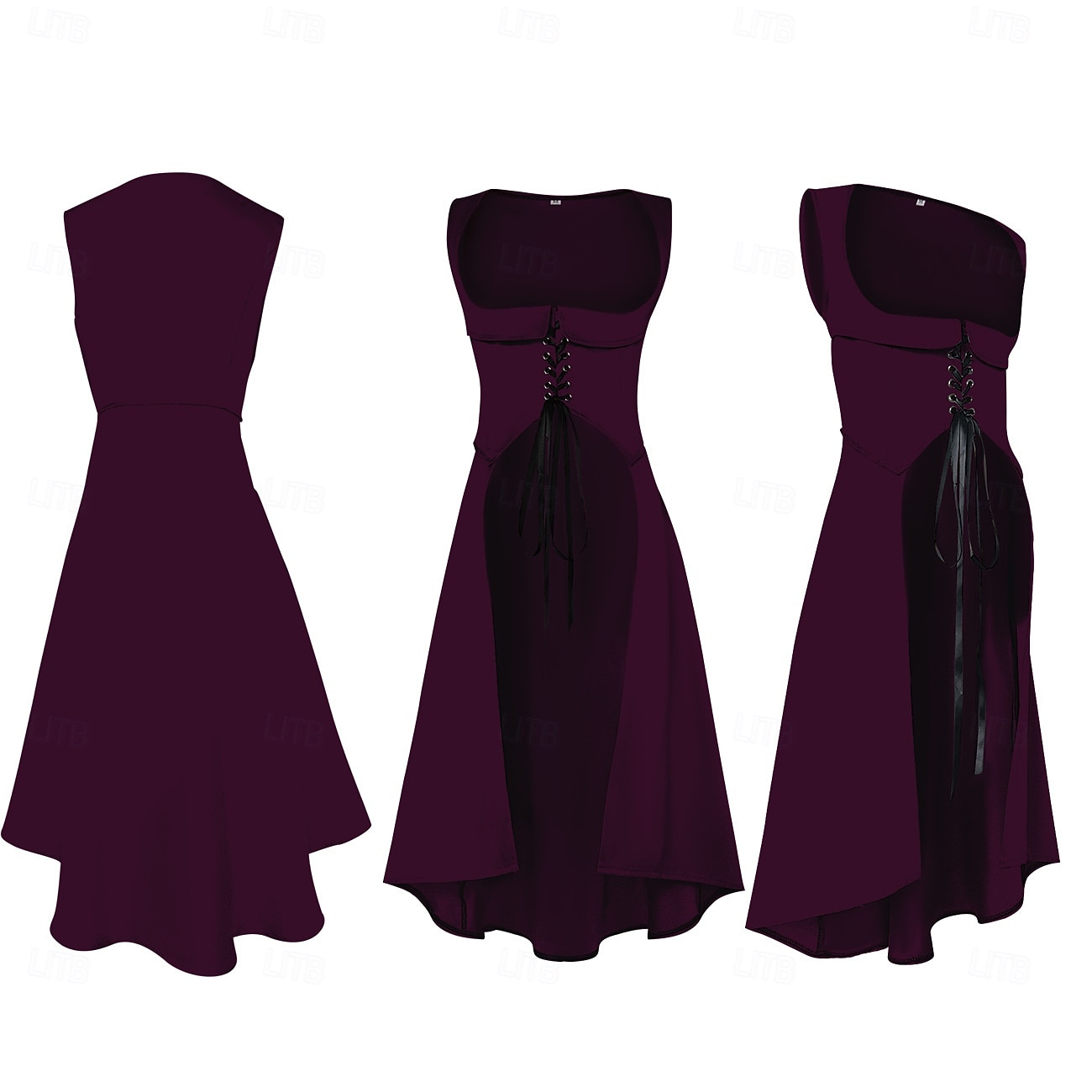 Retro vintage Middeleeuws Renaissance Tot de enkel Jurken Lijfje Mouwloos Boers Veters Kostuum Dames Fantasie Halloween Carnaval Renaissance beurs LARP Volwassenen Kleding 2026 - $44.99 –P6