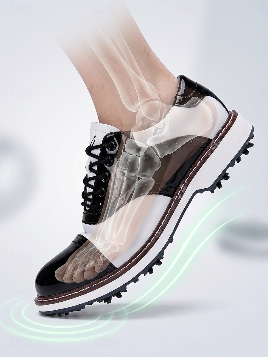 Men's Black White Golf Shoes, Lace-Up Dress Sport Shoes, Comfortable Non-Slip Shoes for Golf, Wedding, Outdoor Events 2026 - $69.99 –P3