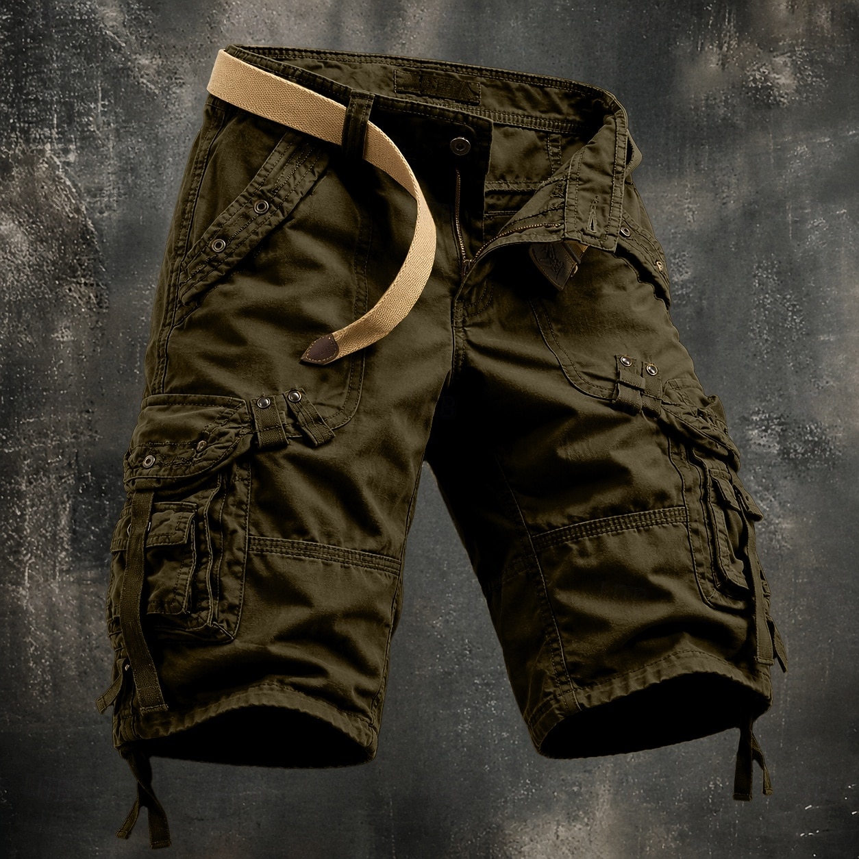 Hombre Pantalones tipo cargo Pantalón Corto Cargo Pantalón corto Pantalones cortos casuales Bolsillo Cintura elástica Color sólido Plano Longitud de la rodilla Casual Exterior Ropa de calle Moda Ropa 2026 - $37.99 –P7