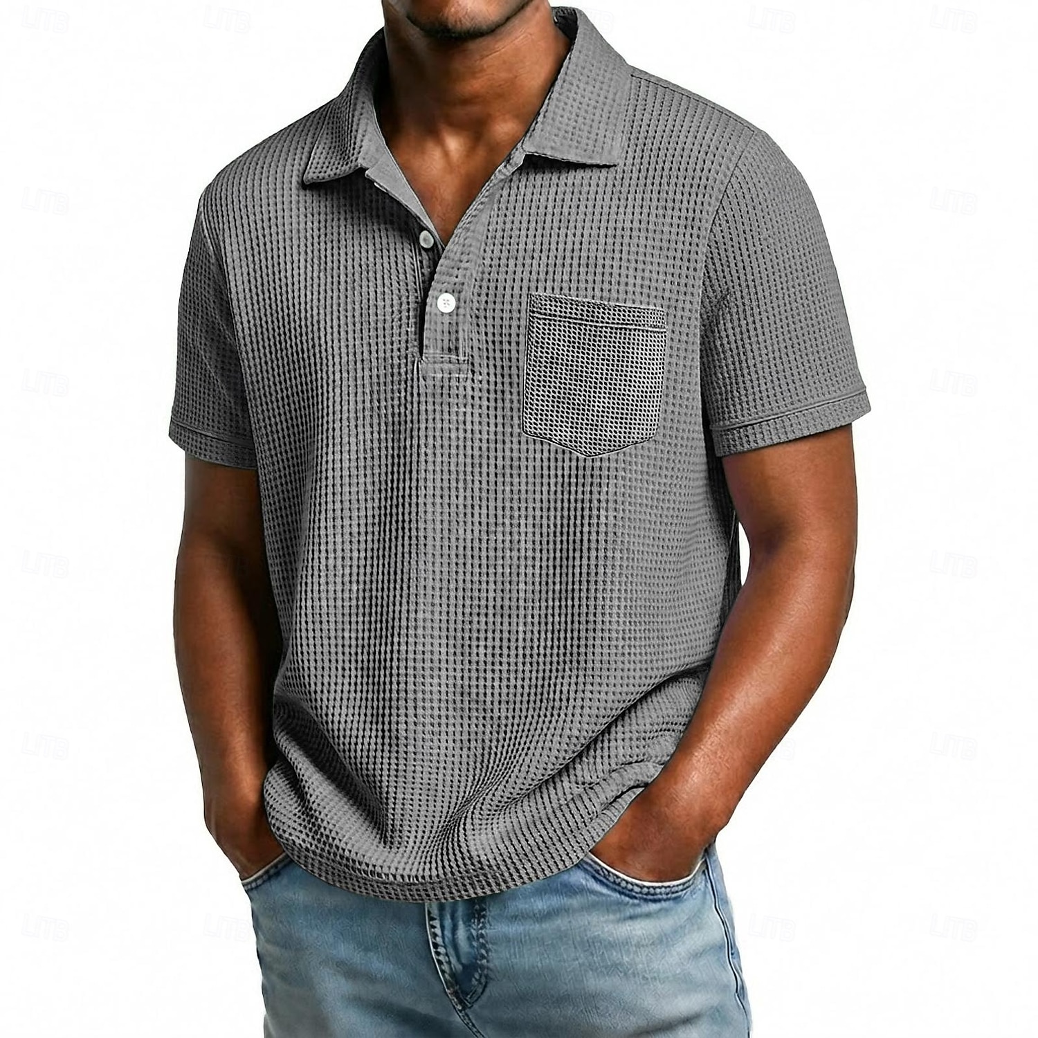 Men's Golf Shirt Waffle Knit Polo Shirt Casual Business Classic Short Sleeve Fashion Modern Solid Color Plain Buttons Summer Spring All Seasons Regular Fit White Light Green Burgundy Navy Blue Dark 2026 - $21.99 –P4