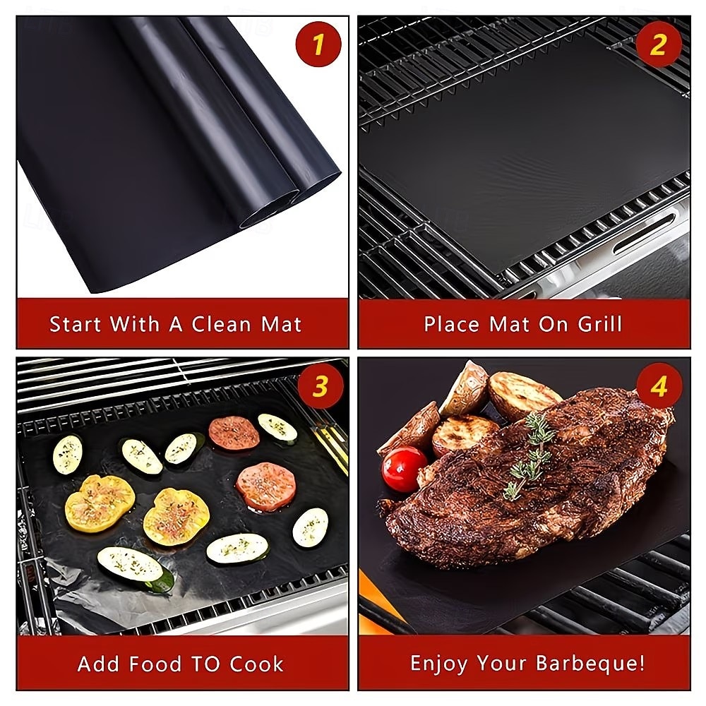 Set of 5 High-Temperature Resistant Non-Stick BBQ Mats, Oven and Microwave Mats, Outdoor Picnic and Barbecue Non-Stick Grilling Mats 2026 - $19.99 –P8