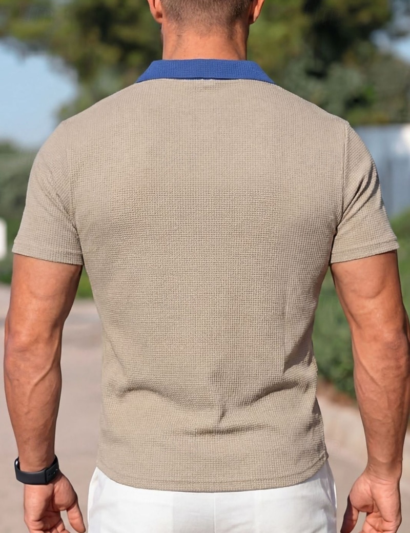 Homme Chemises Polo Gaufre Polo Occasionnel Rue Revers Manche Courte Basique Moderne Bloc de Couleur Avec Poches Poids Léger Été Printemps Coupe régulière Noir Blanche Bleu Roi Vert Kaki Chemises de 2026 ? $18.99 –P13
