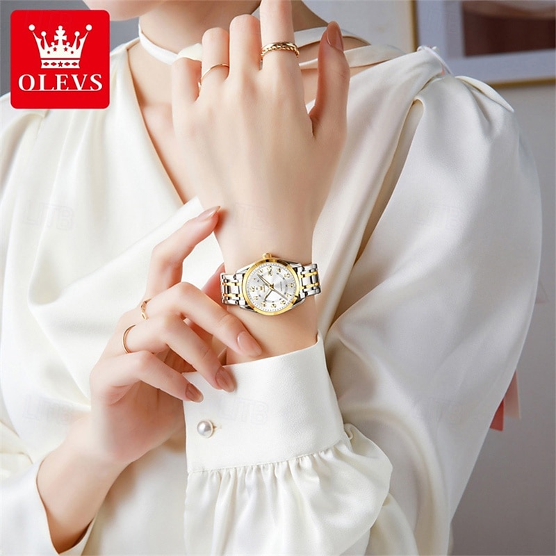 OLEVS Women's Watch Silver Stainless Steel Bracelet Black Dial Arabic Numerals Analog Quartz Watch with Date Display Waterproof Fashion Ladies Dress Watch for Women 2026 - $38.99 –P16