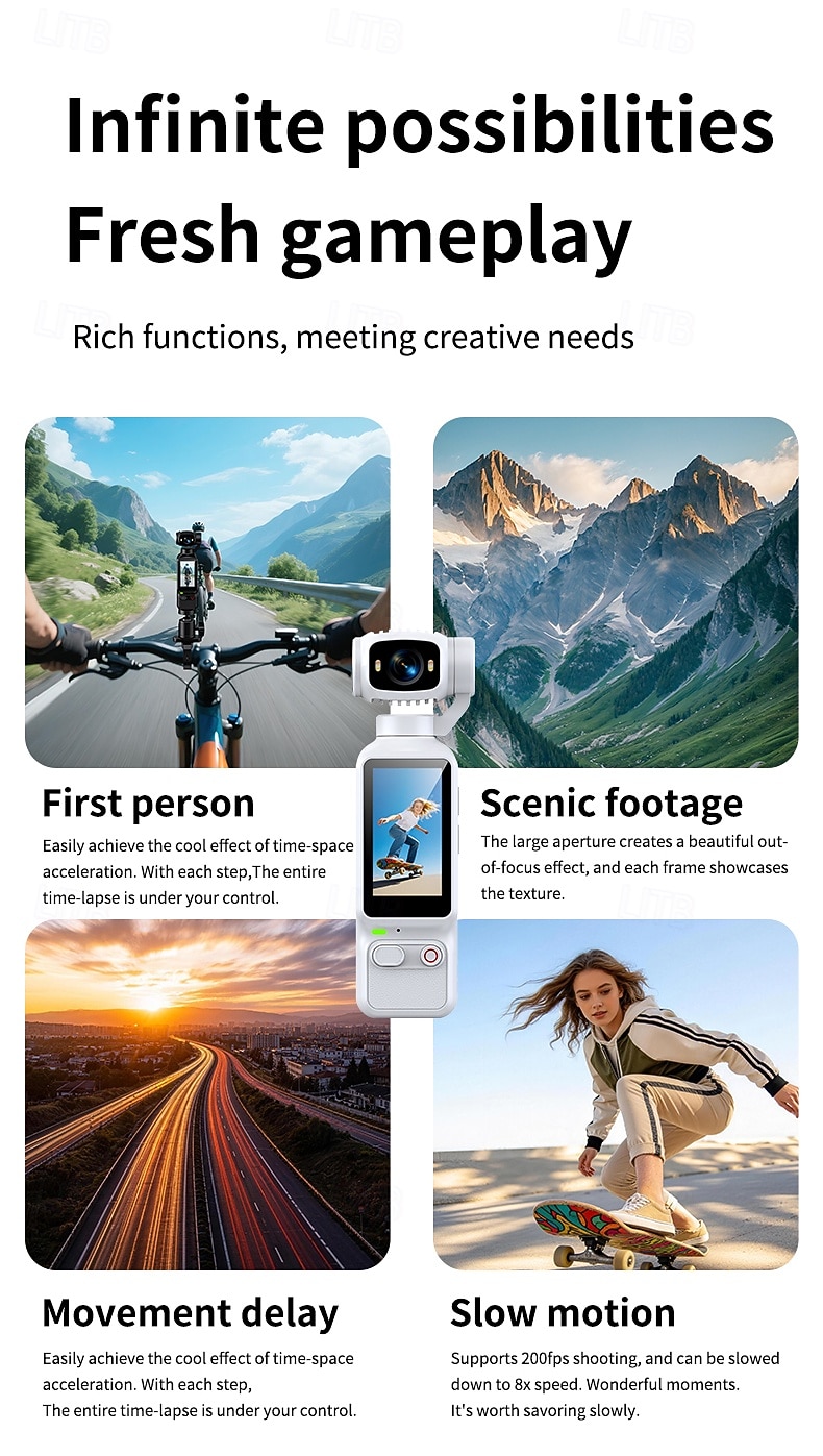 Câmera de ação 4K com tela IPS de 2,0", câmera portátil para vlogs com foco automático. &Câmera de vídeo portátil de bolso com lente giratória e cartão SD de 32 GB, ideal para vlogs. &viagem, presente de 2026 por $43.99 –P8