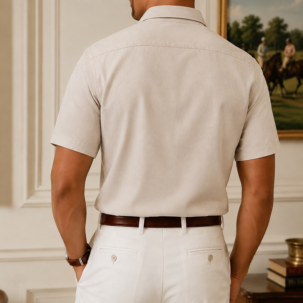camicia da uomo in tessuto Oxford, camicia elegante color kaki del 2026 a $36.99 –P2