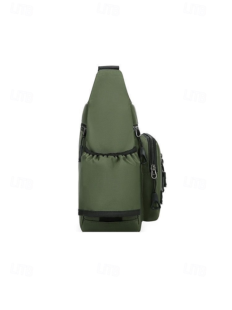 Bolsa transversal masculina em nylon, bolsa de ombro com vários bolsos e porta-garrafa, mochila casual para atividades ao ar livre. &uso diário de 2026 por $18.99 –P5