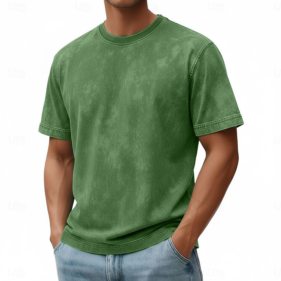 Bărbați Tricou Cămașă de spălat cu acid 100% bumbac Tee Top Manșon scurt Stil Nautic Vară Primăvară Toamnă Simplu Retro / vintage Casual Stil Vintage Vopsit în haine Îndurerat Casual Albastru piscin 2026 - $28.99 –P11