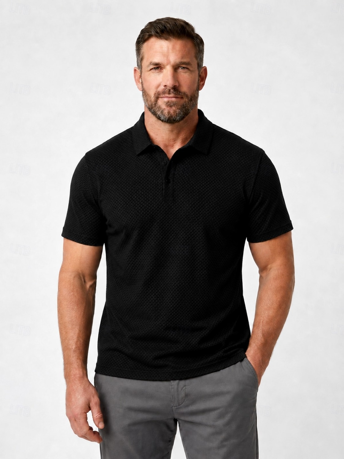 Men's Textured Golf Polos Shirts- Cooling Short Sleeve-Black White Grey 2026 - $33.99 –P7