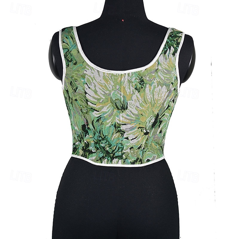 Medieval Renaissance Cottagecore Corset Overbust Corset Bodice Lace up Floral Fancy Dress Women's Fantasy Halloween Carnival Casual Daily Renaissance Fair LARP Adults' Corset Spring & Summer 2026 - $43.99 –P10
