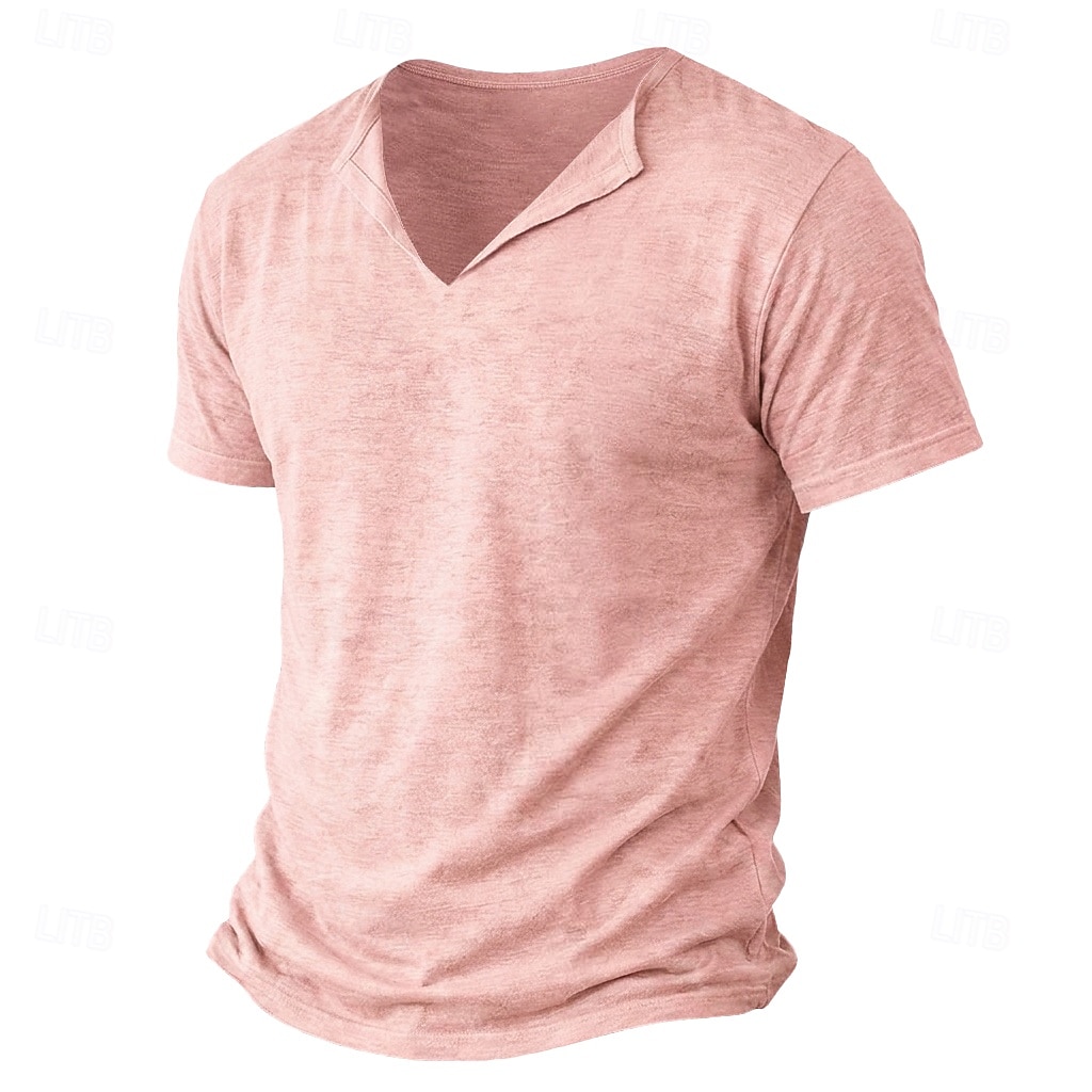 Per uomo Maglietta Maglietta in lino Manica Corta Maniche Corte Scollo a V Primavera & Estate Estate Primavera Semplice Moda Designer Essenziale Morbido Casuale Vacanza Streetwear Blu Bianco Nero del 2026 a $14.99 –P1