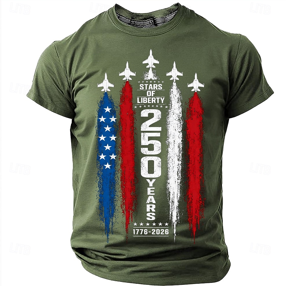 4 juillet 2026, 250e anniversaire Homme Drapeau Américain T-shirt Manche Courte T-shirt Impression 3D Col ras du cou Chemise Mode Occasionnel Quotidien Rue Bleu Noir Vert Été Printemps Vêtement Tenue de 2026 ? $18.99 –P6