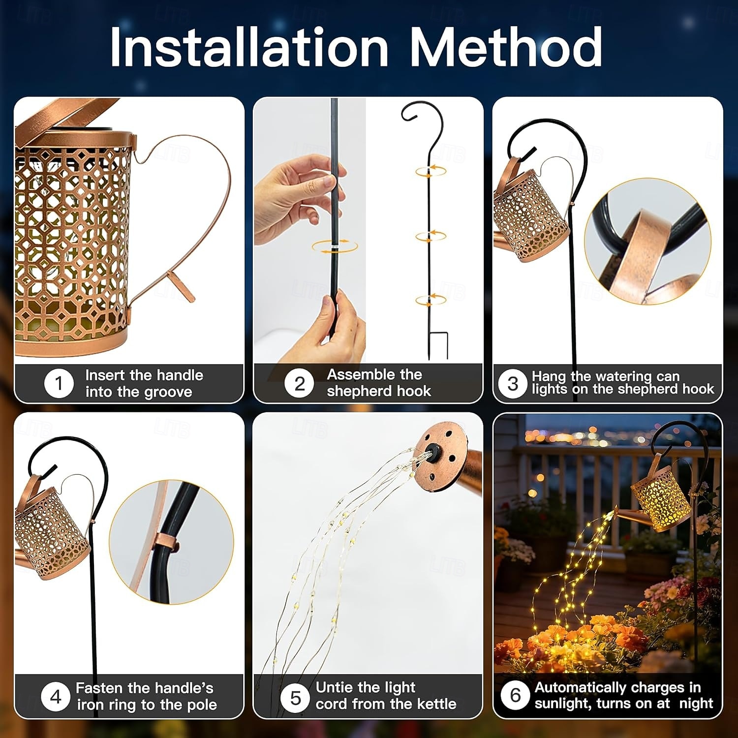 Solar Watering Can with Cascading Lights Outdoor Garden Decor, Birthday Gifts for Mom Grandma Women, IP65 Waterproof 2 Lighting Modes Hanging Lanterns for Yard 2026 - $26.99 –P3