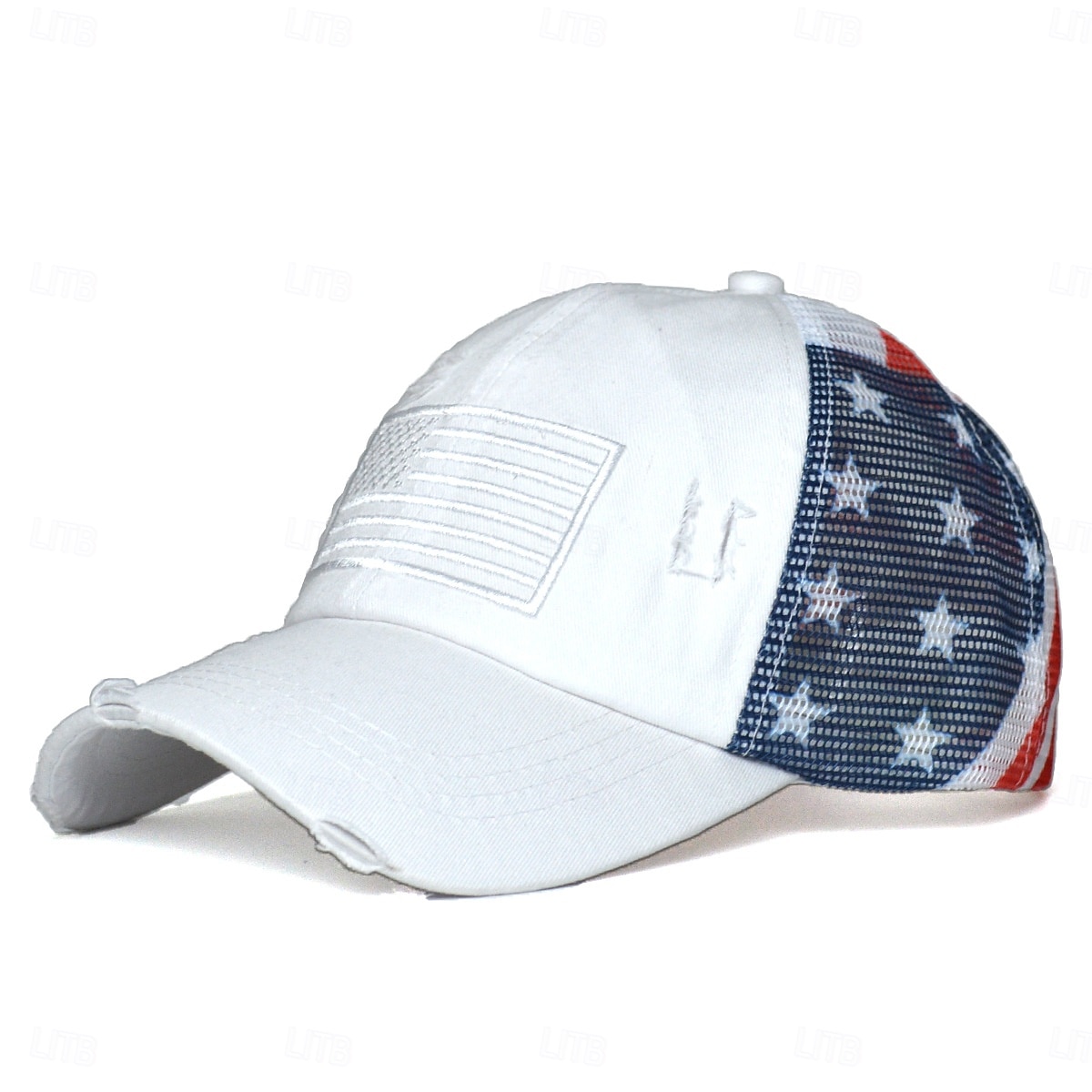 Bold Freedom Ponytail Cap, patriotische Baseballkappe mit Used-Look und amerikanischer Flagge für Damen, Trucker-Cap aus gewaschener Baumwolle, verstellbarer Sonnenhut mit Klettverschluss zum 250. 2026 - $16.99 –P6
