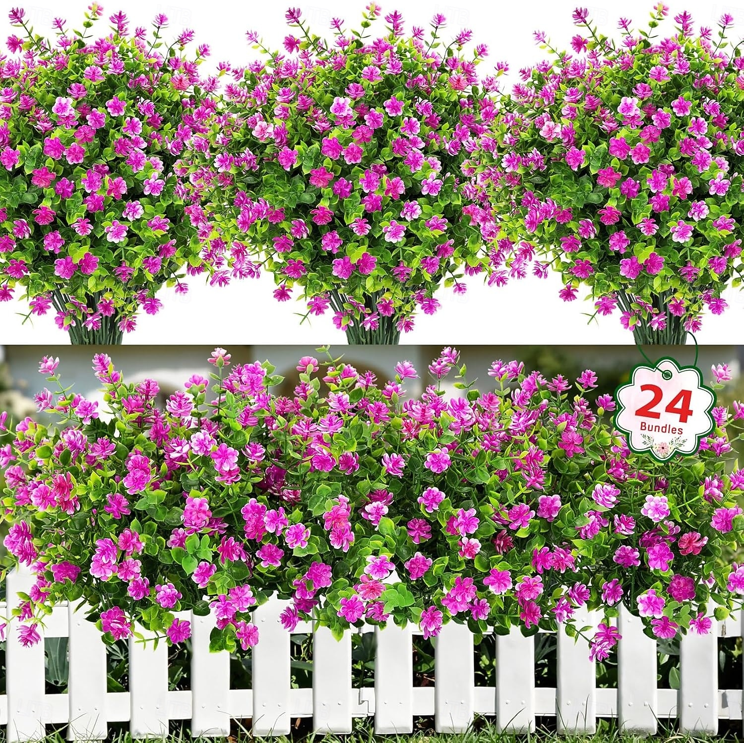 24 Bundles Artificial Flowers for Outdoors Decoration Fake Flowers UV Resistant Faux Plastic Greenery Eucalyptus Plants for Spring Summer Garden Patio Indoor Outdoor Home Decor, Multicolor 2026 - $36.99 –P5