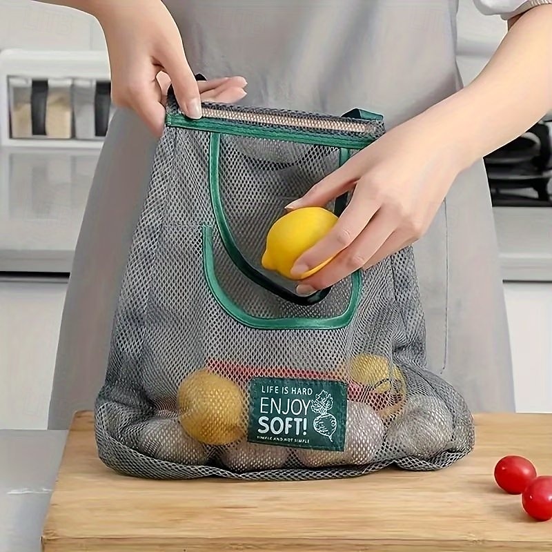 Platzsparender Hängebeutel für die Küche, atmungsaktiver Netzbeutel für Obst und Gemüse, tragbarer Organizer, robuster, wiederverwendbarer Netzbeutel zur Aufbewahrung von Obst, Gemüse, Knoblauch und 2026 - $11.49 –P3