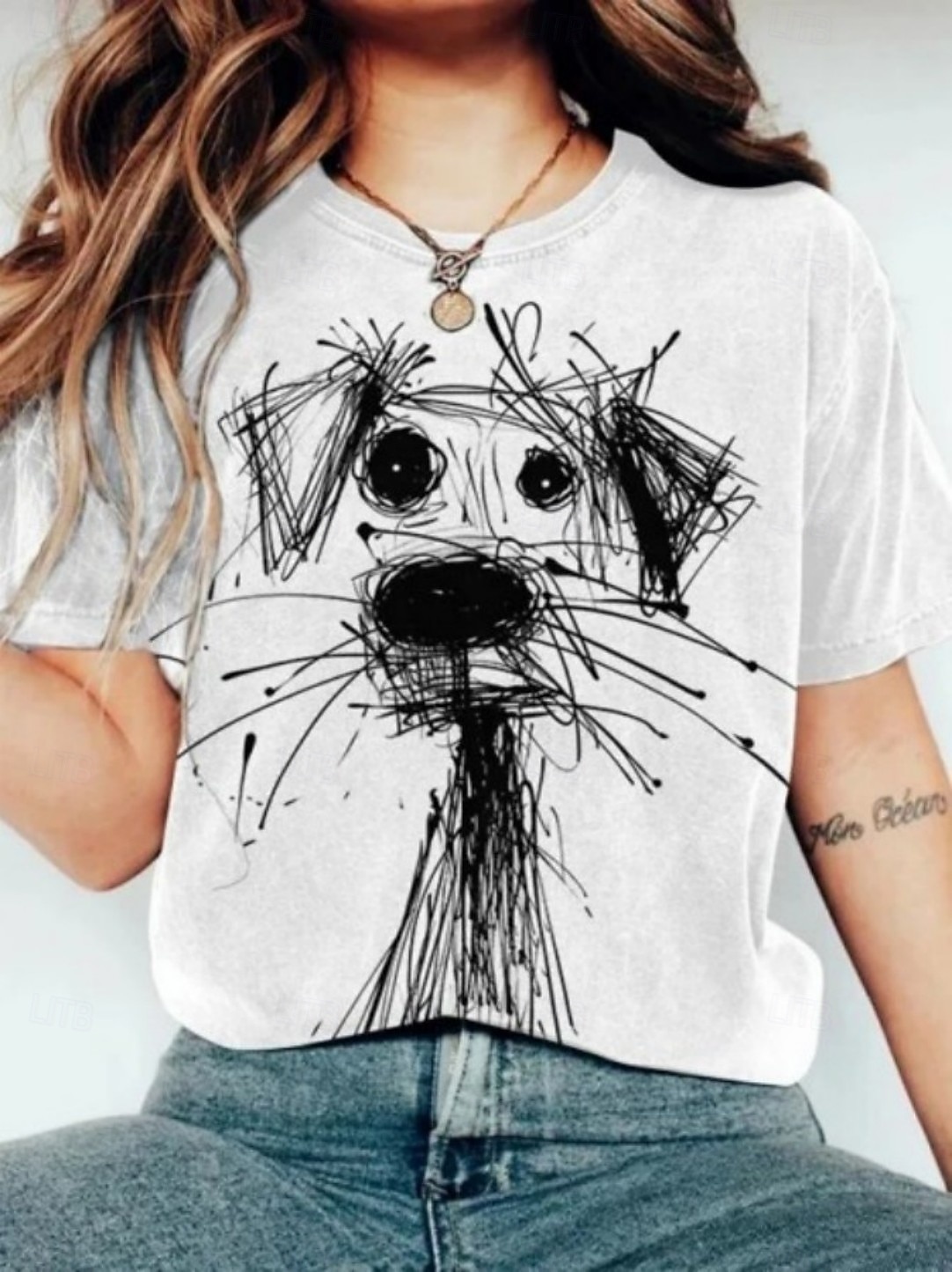 Damen T Shirt Druck Grafik Tiermotiv Vintage Stilvoll Klassisch Kurzarm Rundhalsausschnitt Rundhals Normale Oberteile Lässig Täglich Wochenende Weiß Hellgrau Grau Sommer Frühling Herbst 2026 - $21.99 –P3