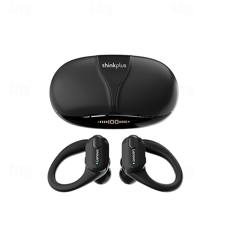 Lenovo ThinkPlus langattomat urheilunappikuulokkeet, Bluetooth 5.3 -kuulokkeet korvakoukuilla, TWS-kuulokkeet LED-digitaalisella akkunäytöllä, sisäänrakennettu mikrofoni, hikoilunkestävät 2026 - $42.99 –P2