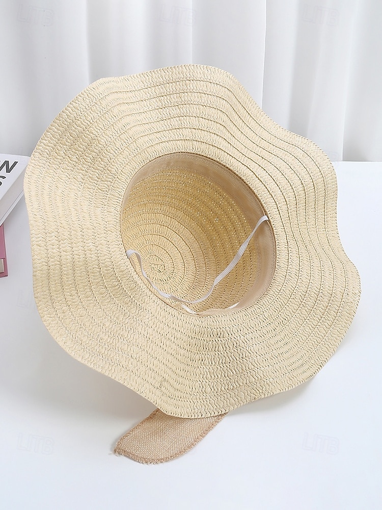 Chapeau de soleil bohème en paille pour femme, chapeau de plage pliable multicolore avec nœud papillon, chapeau à larges bords portable pour une tenue décontractée de 2026 ? $11.99 –P8