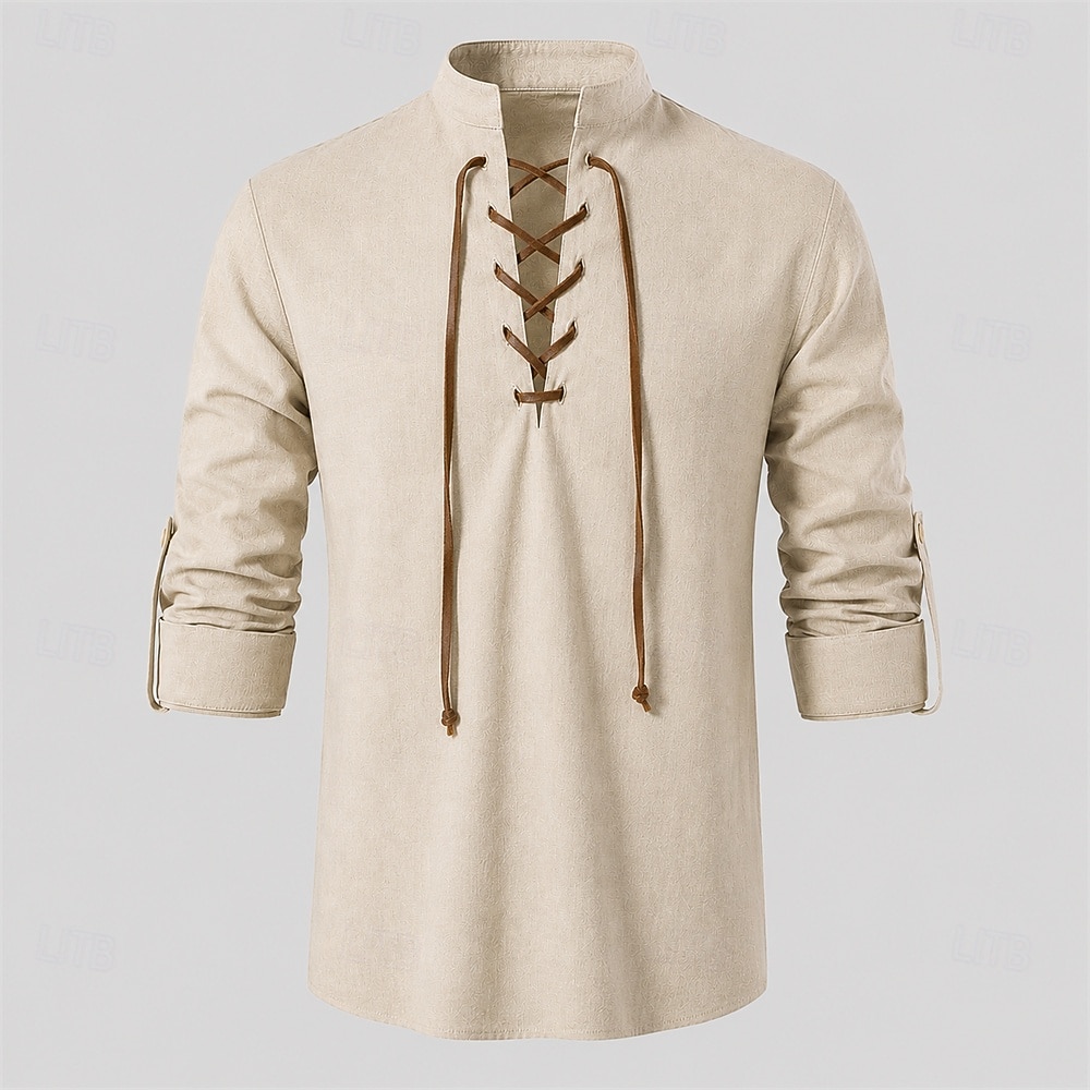 Medieval Renascentista Camisa Pirata Viking Mistura com algodão e linho Fantasia Homens Viking Pirata Dia Das Bruxas Carnaval Espetáculo LARP Ren Faire Adulto Camisa de 2026 por $31.99 –P6