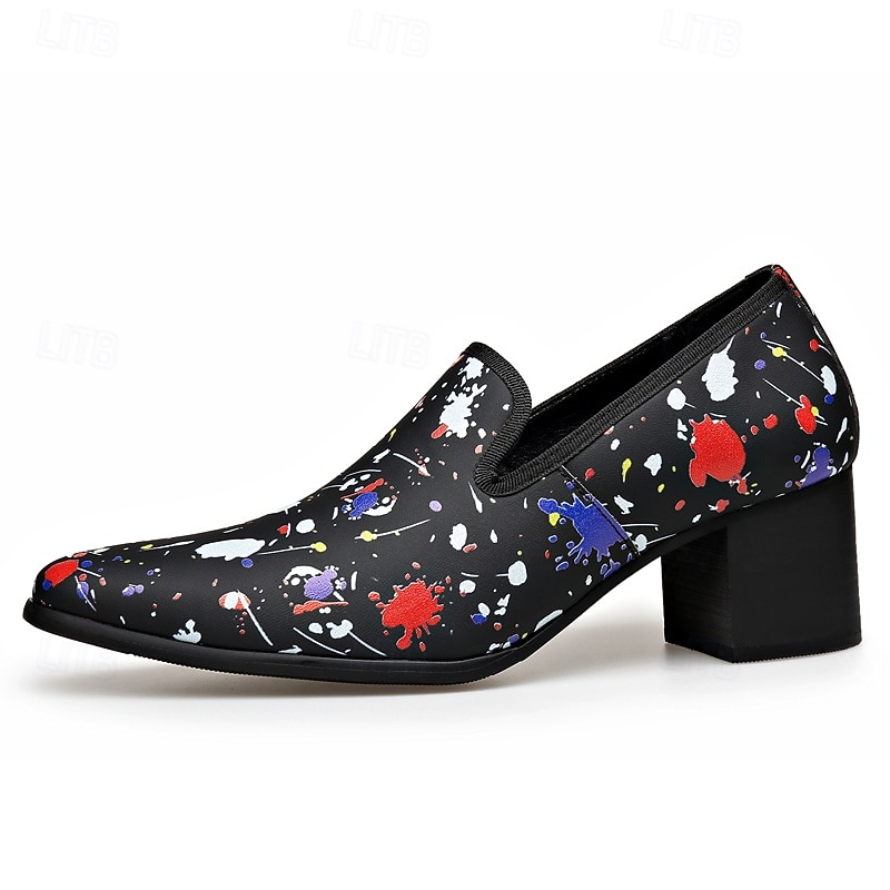 Scarpe eleganti da uomo slip-on con stampa astratta e punta affusolata, calzature di tendenza per uomini alla moda, ideali per feste, banchetti, balli di fine anno ed eventi serali di moda. del 2026 a $59.99 –P4