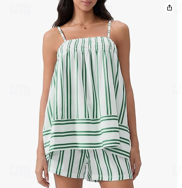 Women's Camisole Sleeveless Striped Ruched Bohemia Vacation Vintage Yellow Pink Green Summer Loose Fit 2026 - $33.99 –P6