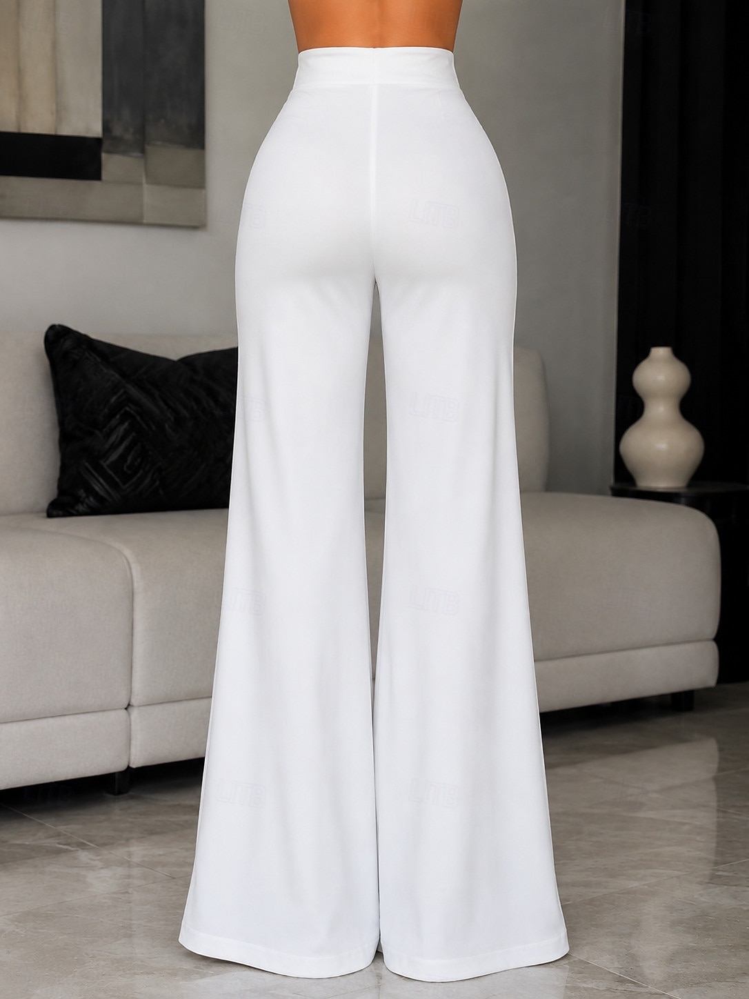 Damen Weites Bein Anzughose Chinos Elegant Mode Streetwear Volle Länge Hohe Taille Einfach Tasche Elastischer Bund Bequem Unelastisch Täglich Büro Urlaub Schwarz Weiß Fuchsie Frühling Frühling 2026 - $29.99 –P2