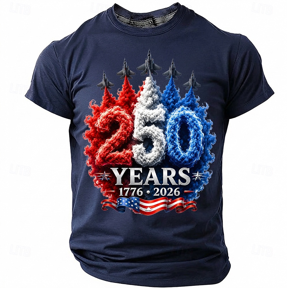 Men's 250th Anniversary Patriotic American Flag 1776 2026 Graphic T Shirt Short Sleeve Crew Neck Summer Street Top 2026 - $18.99 –P1