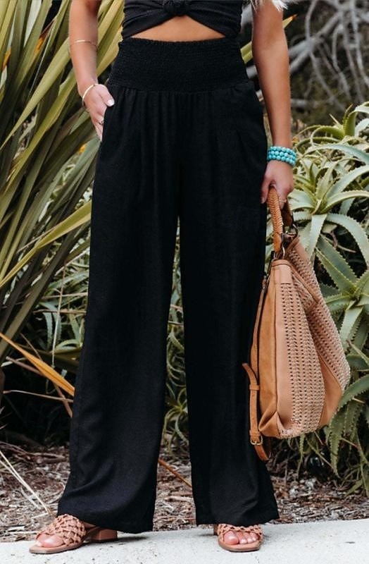 Damen Weites Bein Urlaub Stilvoll Volle Länge Hohe Taille Plissiert Komfort Dehnbar Täglich Strand Violett Marineblau Khaki Schwarz Sommer Frühling Lässiger Schnitt 2026 - $24.99 –P4