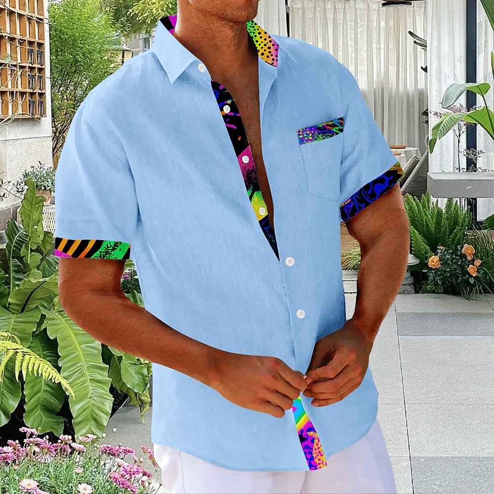 Per uomo Geometrico Arte astratta Camicia Camicia Estiva Camicia con Bottoni Manica Corta Moda Casual Quotidiano Ferie Estate Primavera Collo ripiegato Stampa 3D Una tasca anteriore Camicie con del 2026 a $25.99 –P3