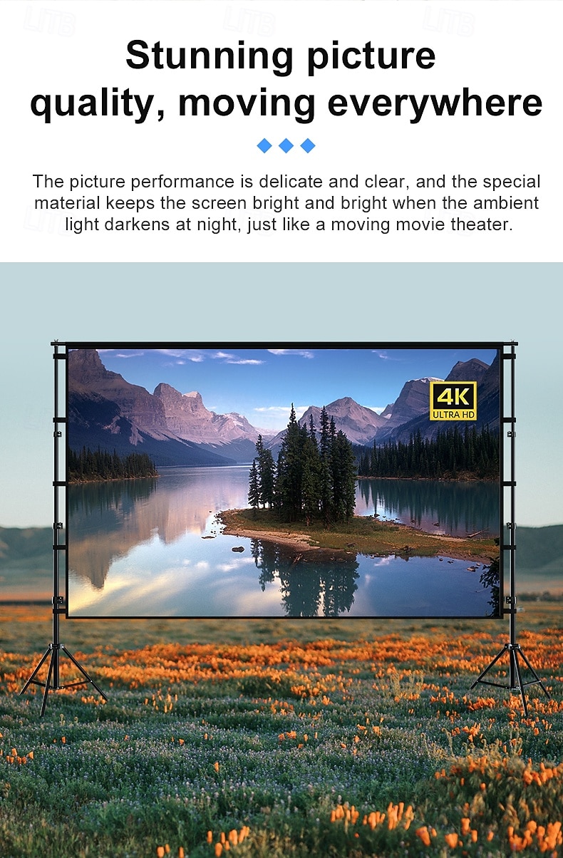 Projector Screen with Tripod Stand 100 120 Inch, 16:9 HD 4K Portable Outdoor Indoor Movie Screen with Carrying Bag, Height Adjustable Wrinkle-Free Projection Screen for Backyard Theater Camping 2026 - $125.99 –P10