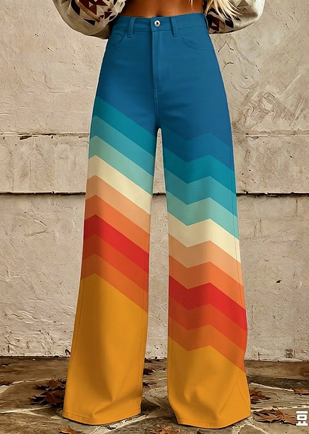 Retro Vintage Boho 1970s Pants Wide Legged Pants Hippie Disco High Waist Floral Faux Jeans Style Fancy Dress Women's Halloween Carnival Music Festival Pride Parade Retro Theme Party Adults' Pants 2026 - $35.99 –P6
