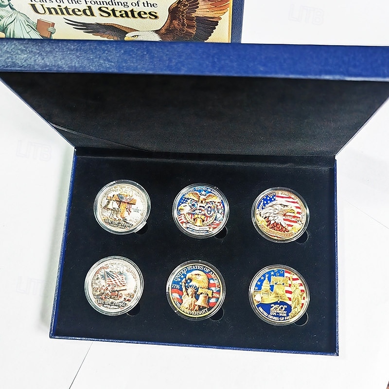 Gedenkmünzen-Set zum 250. Jahrestag der USA, 6 Münzen in Geschenkbox, patriotische Sammlermünzen für den Zeitraum 1776–2026, Souvenir zum Unabhängigkeitstag, historische amerikanische Münzen, 2026 - $39.99 –P3